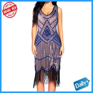 Vintage Flapper Dress Sequin Beaded Fringed Gatsby Cocktail Party Wear